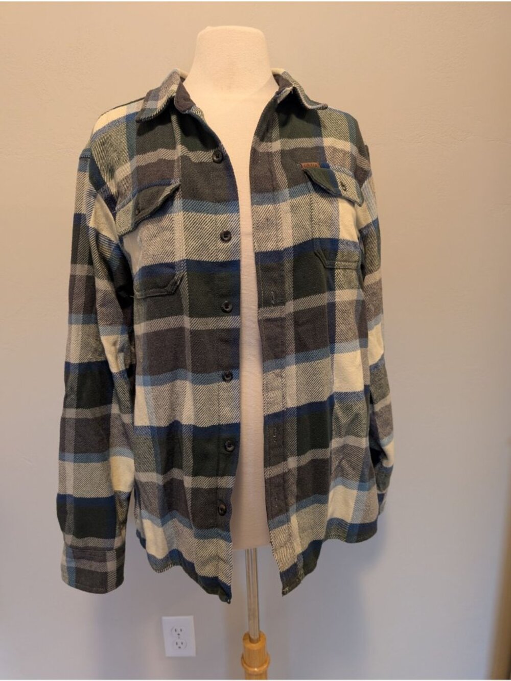 Orvis Flannel Plaid Button Down Large Shirt Jacket Western Cowboy Rodeo Heritage
